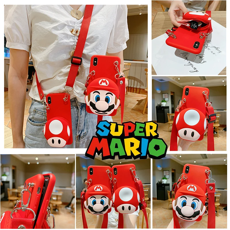 Косметический кошелек для монет Super Mario чехол телефона IPhone X XR XS Max 11 12 Pro 7 8 13 Plus 5 6 6S