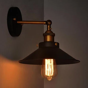 

LED Retro Messing Craft Nordic Amerikaanse Land Stijl Single-Head Zwart Paraplu Wandlamp Beugel Armatuur AC220V E27