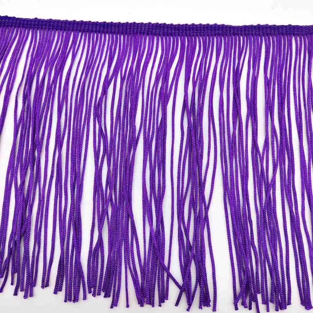 Purple Красивые 10 ярдов черные 15 см длинные бахрома кружева кисточка полиэстер кружево отделка ленты пришить латинское платье сцена одежды занавес аксессуар «сделай сам» - Цвет: Purple
