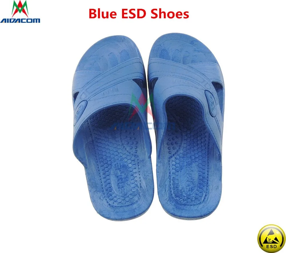 ESD Blue Slipper С электростатической защитой; деловые туфли на высоком каблуке мужские летние ESD Противоскользящие тапочки антистатические Противоскользящий беспылевая сумка для мужчин антистатические сандалии обувь - Цвет: ESD Blue Slipper
