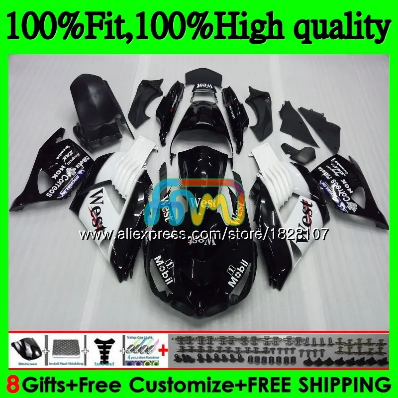 Инъекции для KAWASAKI ZX 14R ZX14R 06 Белый ЗАПАД 07 08 09 10 11 21BS. 53 ZZR1400 ZX-14R 2006 2007 2008 2009 2010 2011 обтекатель