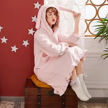 Фланелевые теплые женские халаты пижамы женские халаты домашняя одежда для зимы 1629