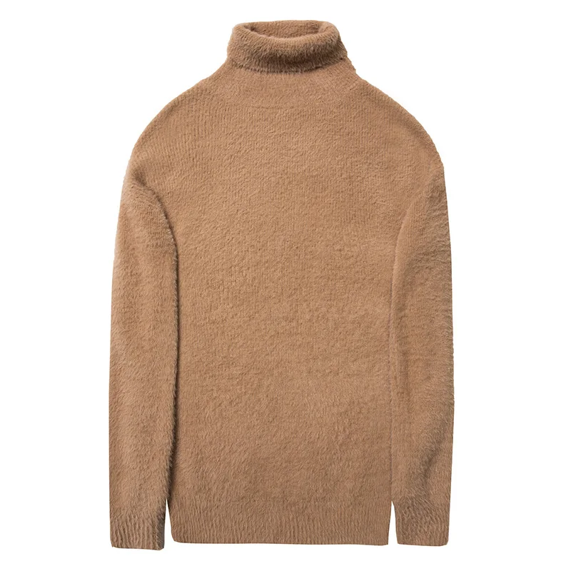 Faux Mink Cashmere Turtleneck Men Sweater pull homme autumn winter clothes mens sweter sueter hombre pullover men sweater