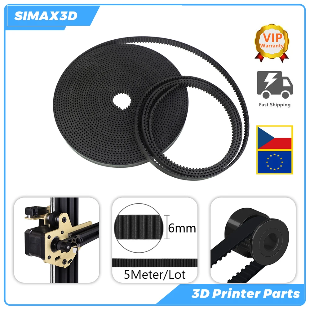 

SIMAX3D hotend DIY 3D printer Belt GT2 belt 6mm 5meter 3D printer parts accessories GT2 Timing Belt for ender 3, ender 3 pro kit