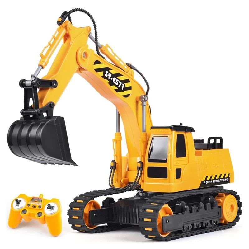 

Hot-RC Excavator Toy Truck 1/26 with Rechargeable Battery Simulated Sounds 2.4GHz Construction Vehicles Truck