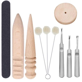 

Nonvor Professional 10Pcs Leather Craft Hand Sewing Punch Tool Kit Stitching Punch Carving Work Saddle Leathercraft Accessories