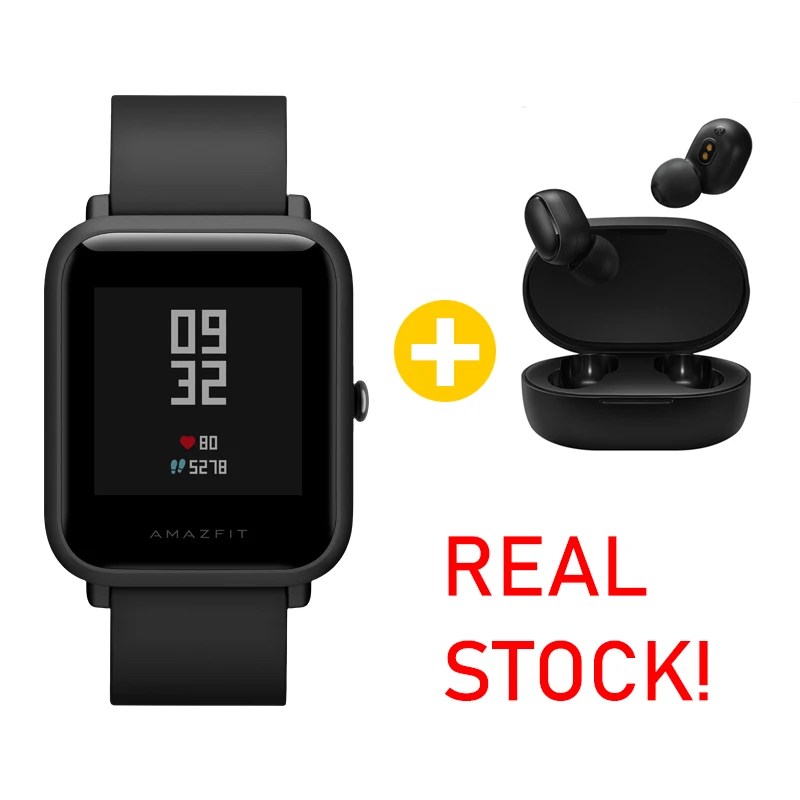 Black Add Airdots Действительный ассортимент товаров! Глобальная версия Amazfit Huami Bip Lite 2 Xiaomi Смарт часы gps 45 дней батарея глонесс сердечного ритма умные часы - Цвет: Black Add Airdots