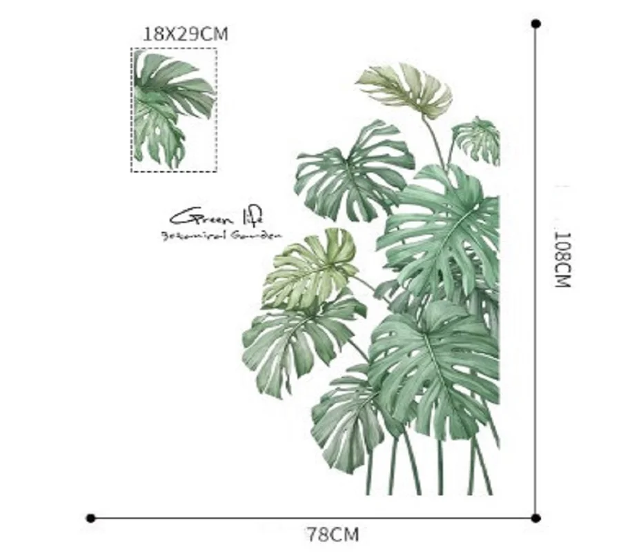 1 PC DIY Tropical Beach Palm Leaves Wall Sticker Modern Art Decal Vinyl Mural Wall Stickers For Kids Living Room Home Decor