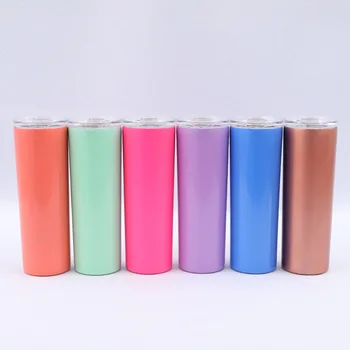 

50pcs 20oz Vacuum Tumbler Stainless Steel Skinny Tumbler Vacuum Insulated Straight Cup Beer Coffee mugs with straws & lids