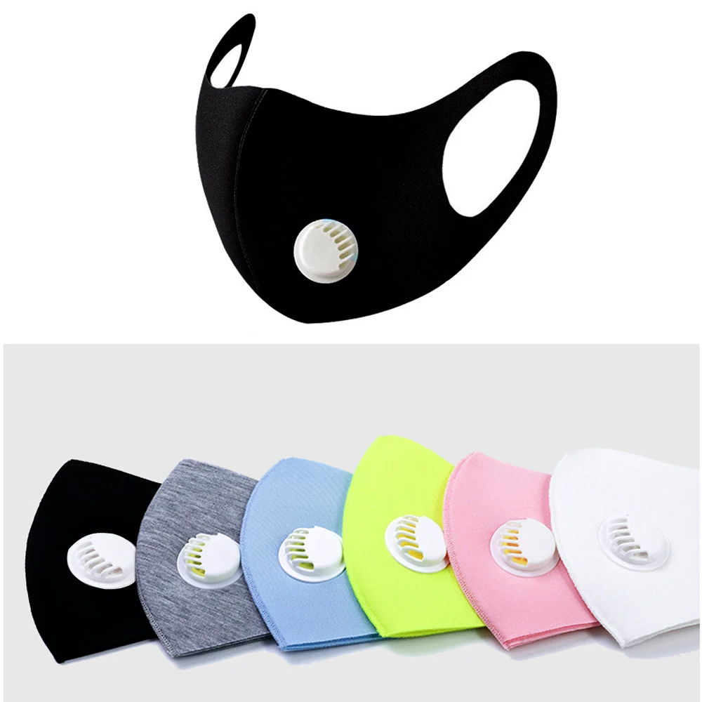 1Pcs Black Mouth Mask with Breath Value Breathing Face Mask Dust Cotton Mask Washable and Reusable for Man Woman Outdoor 3