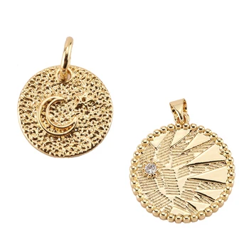 

Moon Sun Charms for Earrings Necklace Making Supplies Gold Accessories Diy Jewelry Charms Metal Copper CZ Zircon 5mm Hole