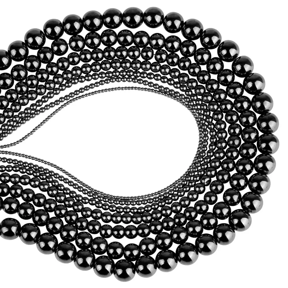 YELVQI Nappa Ematite di Colore Argento in Pietra Naturale Ematite Rotonda Perline Allentate per Gioielli per la creazione di Accessori per bracciali
