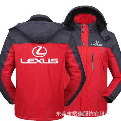 

Winter Jacket Men for Lexus car logo Thick Velvet Warm Coat Male Windproof Hooded Outwear Casual Mountaineering Overcoat