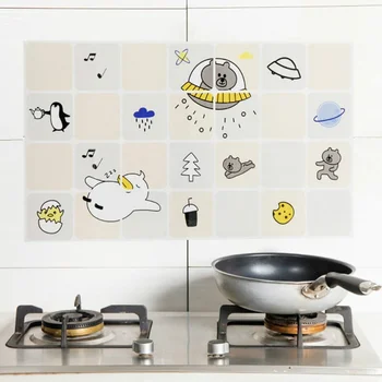 Self adhesive Kitchen Oil Stickers High Temperature Resistant Aluminum Foil Tin Foil Tile Wall Stickers Waterproof