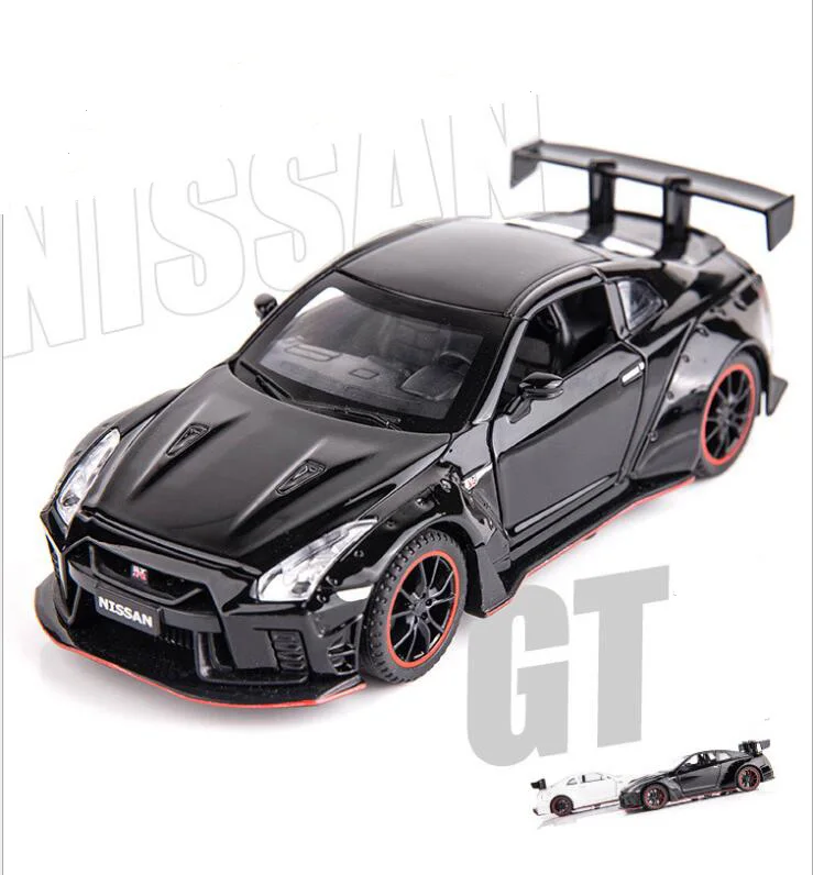 Car Model 1: 32 SKYLINEGT35LB Wide-Body Alloy Car Model Sound Light child's Toy Pull Back Toy Car Collection Decoration large alloy mixer truck city engineering vehicle simulation discharge back force sound and light car model toy child boy gift