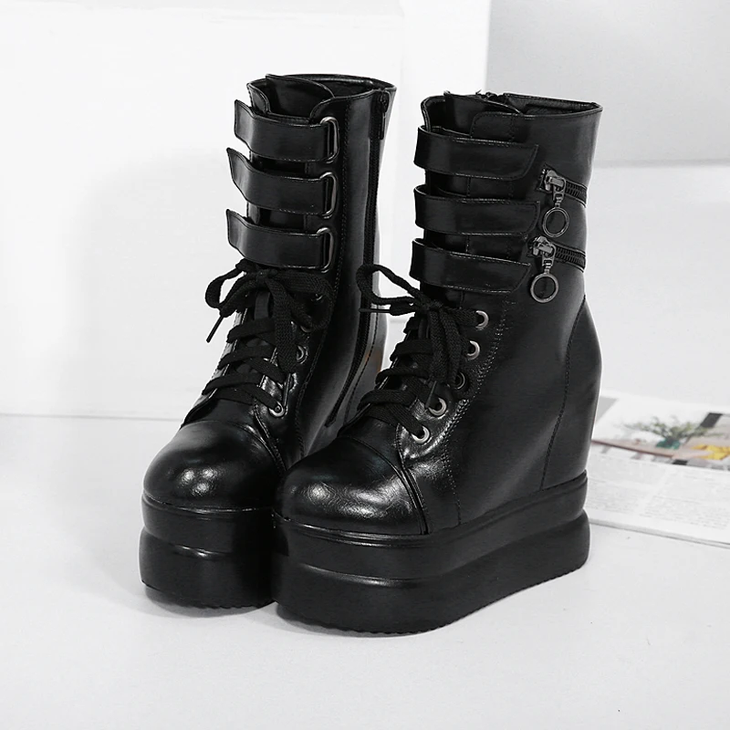 2019 Women Wedge 12cm High Heels luxury black sock help Boots Fetish Ankle Block Fall 5cm Platform Shoes Martin boots | Обувь