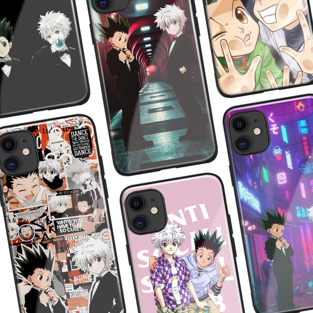 Чехол для телефона из закаленного стекла Gon Killua Hunter x hunter HxH аниме iPhone 6s 7 8 Plus X Xr Xs 11