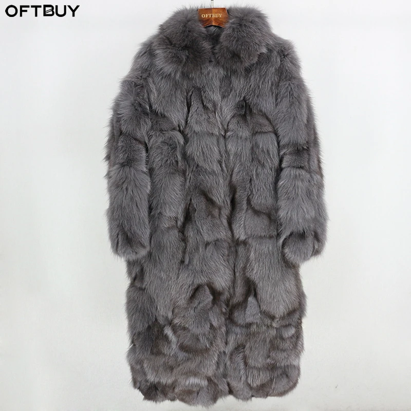 OFTBUY/2021 Брендовое пальто с натуральным лисьим мехом Зимняя куртка для женщин