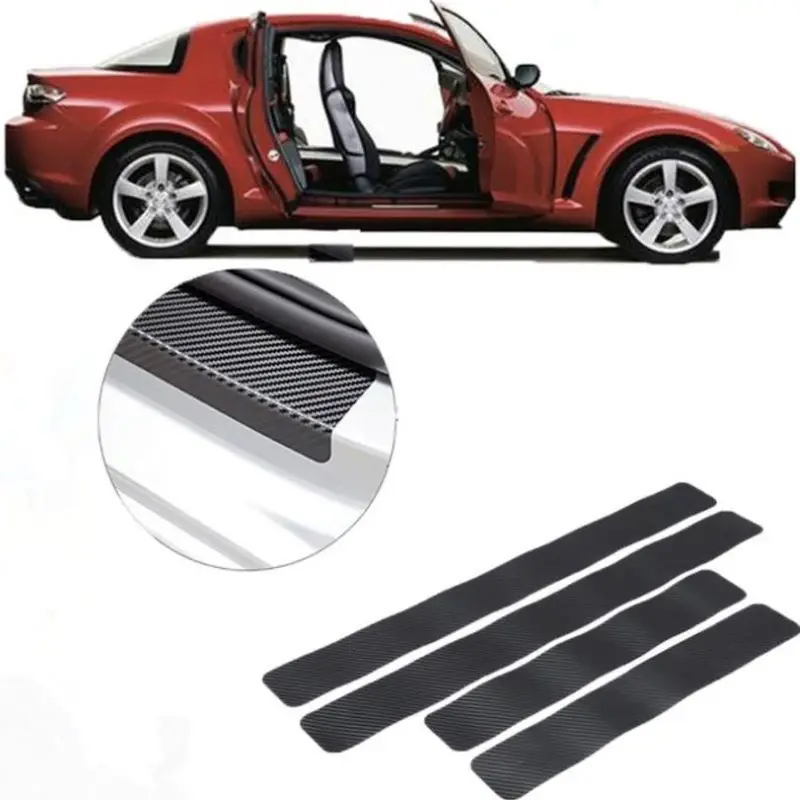 

4PCS 3D carbon fiber Car Door Threshold Sticker For Ford Focus Kuga Fiesta Ecosport Mondeo Escape Explorer Edge Mustang Fusion