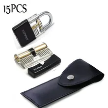 Free Shipping Locksmith Classic Tool Set,15pcs Tools Pick with Bag and Transparent Lock free shipping 15pcs yx8018
