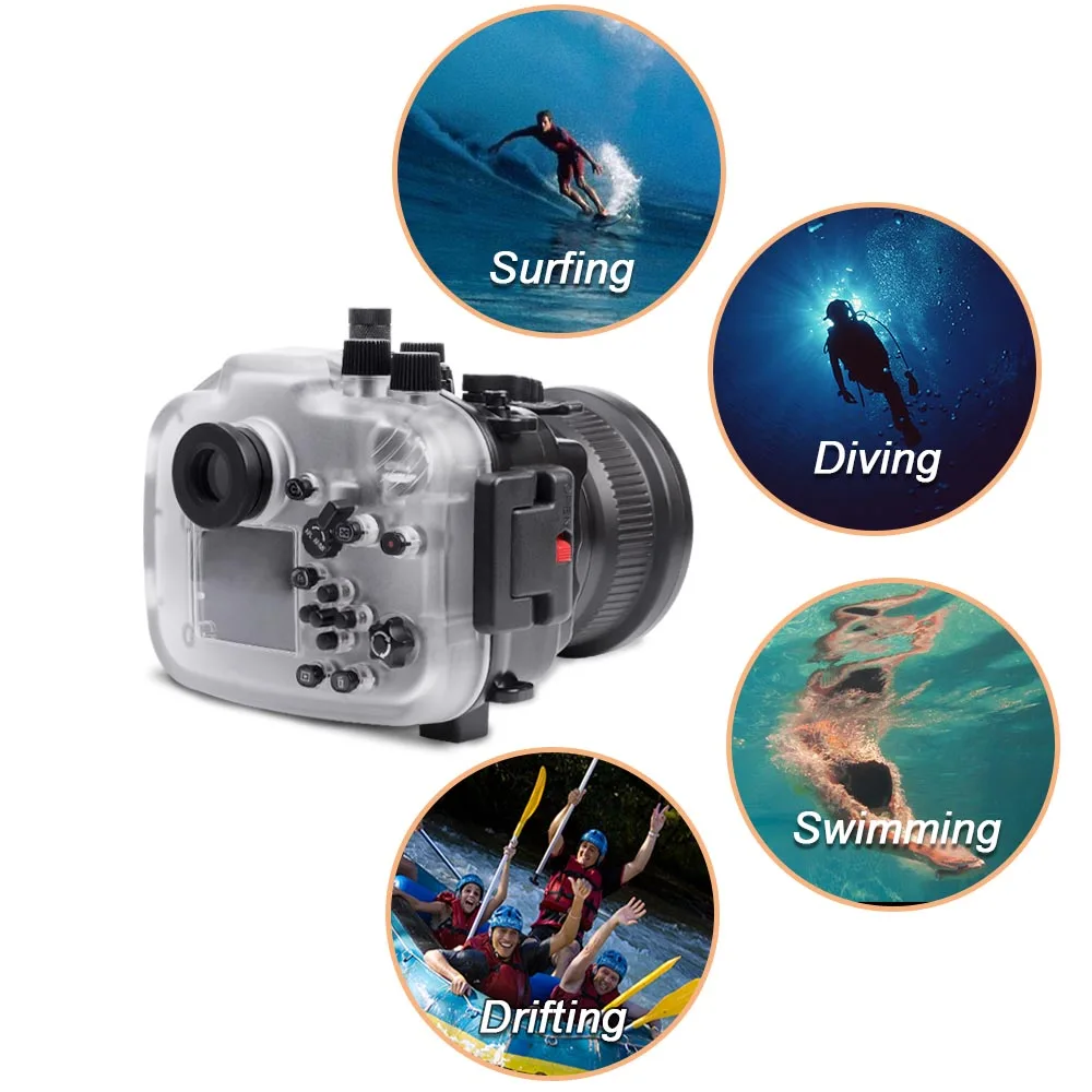 40 м/130 футов для sony A7 II NG серии A7R II A7S II Корпус для подводной камеры Дайвинг-бокс чехол с 90 мм портом объектива Белый Черный