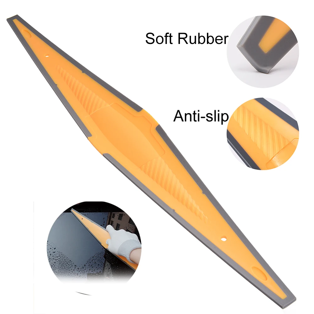 

FOSHIO Long Soft Rubber Squeegee Carbon Fiber Film Car Vinyl Wrapping Scraper Glass Window Tint Cleaning Tool Water Remover