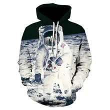 Мужская толстовка в стиле Харадзюку С Капюшоном астронавт Мужская поп-стиль 2D печать толстовка с капюшоном свободный длинный рукав свитер Топы