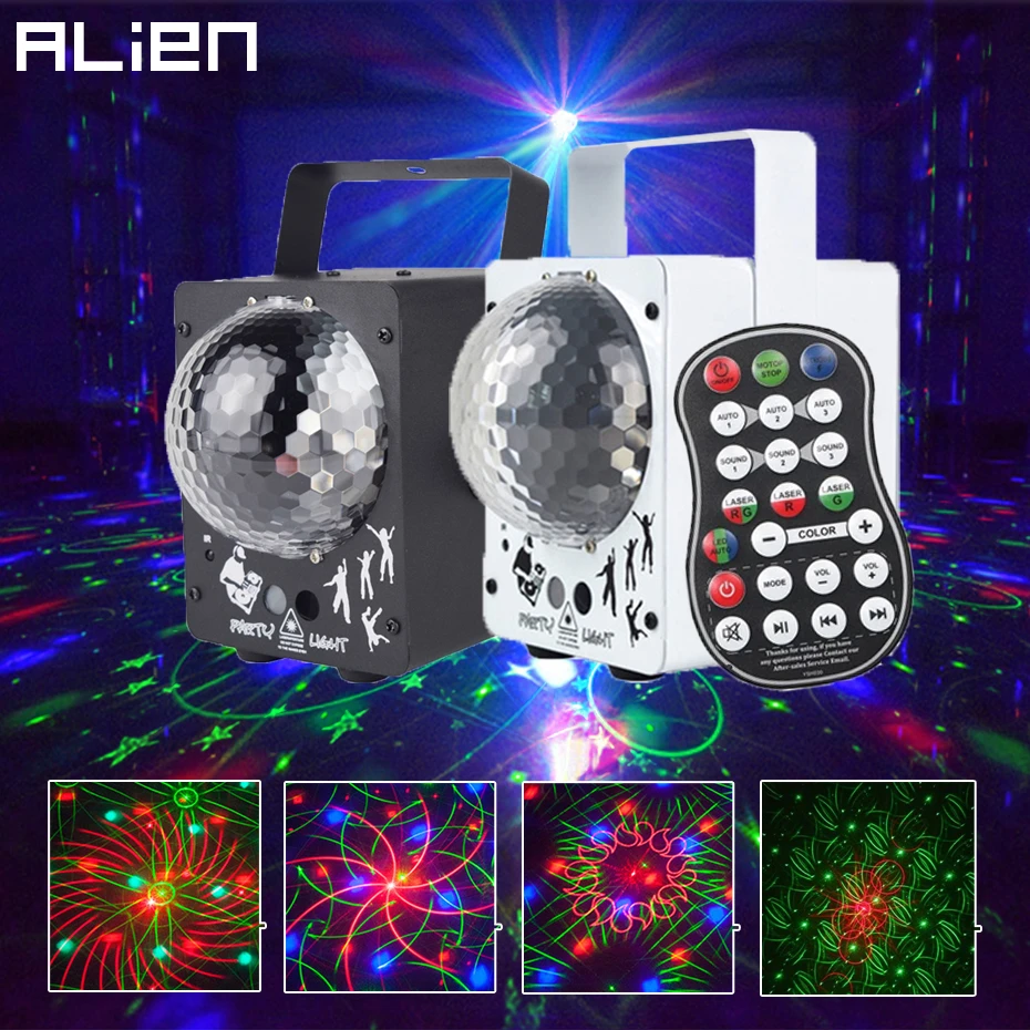 ALIEN RGB LED Crystal Disco Magic Ball With 60 Patterns RG Laser Projector DJ Party Holiday Bar Christmas Stage Lighting Effect