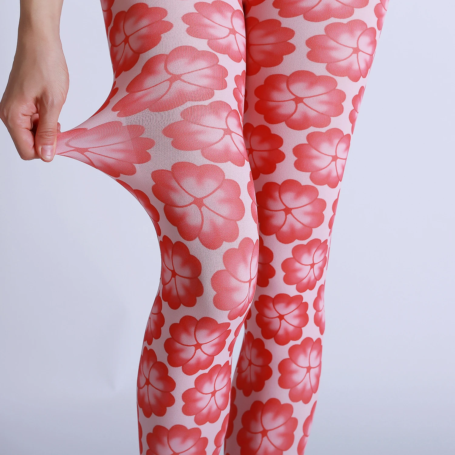Luxury Fashion Big Flower Digital Printed Tights High Quality Flexible Womens Grid Patterned Pantyhose New Designs Stockings