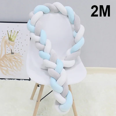 Grey Blue White 2M IMBABY 2 м/3 м длина Детская кровать бампер ручной работы косы новорожденных кровать бампер длинная завязанная мягкая тесьма Декор детской комнаты - Цвет: Grey Blue White 2M
