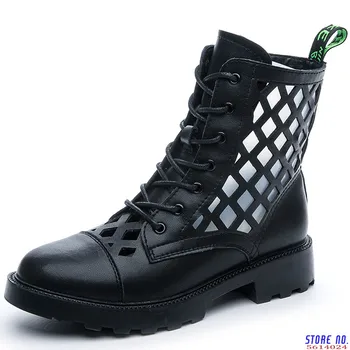 

Genuine Leather Women's Ankle Boots 2020 Summer Fashion Cutout Style Women Shoes Ladies Trainers Footwear Plus Sizes