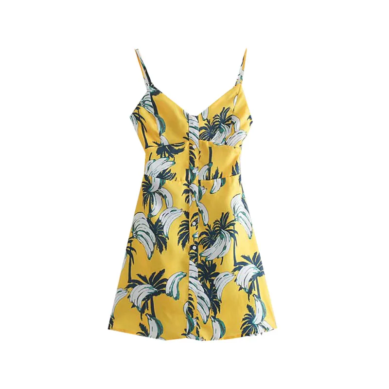 

Foreign Trade Original Garment Summer New Products Youth WOMEN'S Dress Vacation Style Contrast Color Printing Slip Dress after B