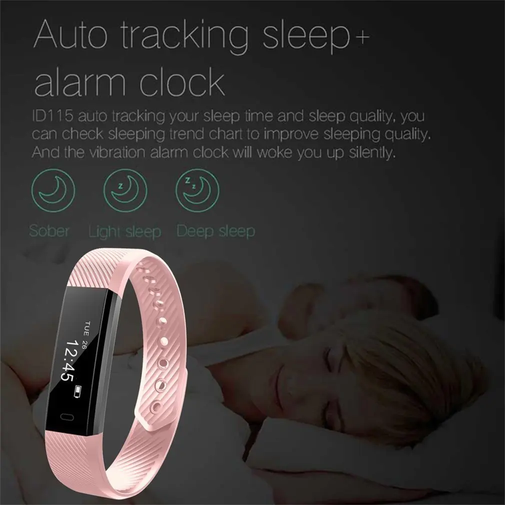 ID115 умный Браслет фитнес-трекер умный Браслет Шагомер совместимый Smartband водонепроницаемый монитор сна наручные часы