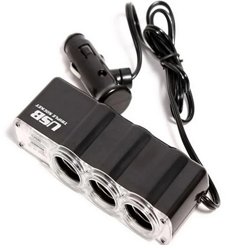 

Car Charger Digital Display Cigarette Lighter Three In One Multifunctional With Voltage Measurement Dual USB