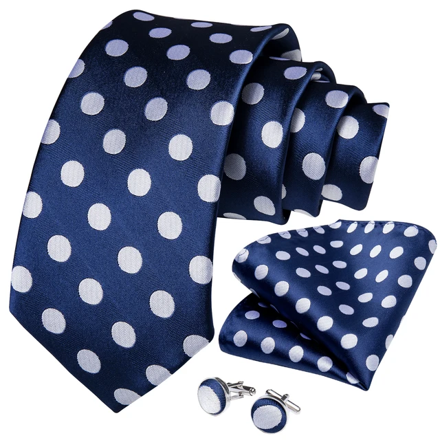 DiBanGu Men's Royal Blue Tie Set - Silk Necktie With Pocket Square & Accessories