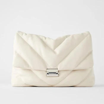 

Solid Color PU Leather Crossbody Bag Women Designer Chain Crossbody Handbags And Purse Lady Fashion White Shoulder Messenger Bag