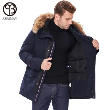 2019 New Winter Jacket Men Long Fur Collar Hooded Coats Parka for Men‘s Solid Jackets Thick Warm Windproof Casual Outerwear 2
