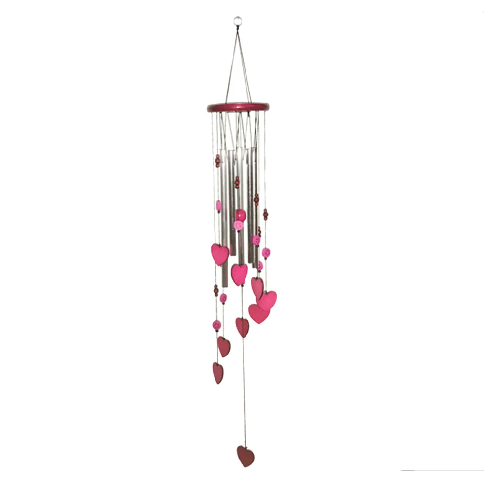 rose red Металлические колокольчики с 5 трубками, Деревянные Колокольчики, Декор для дома и сада - Цвет: rose red