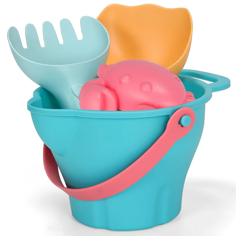 Summer Soft Plastic Baby Beach Toys Kids Mesh Bag Bath Play Set Beach Party Cart Bucket Sand Molds Tool Water Game Toys Gifts