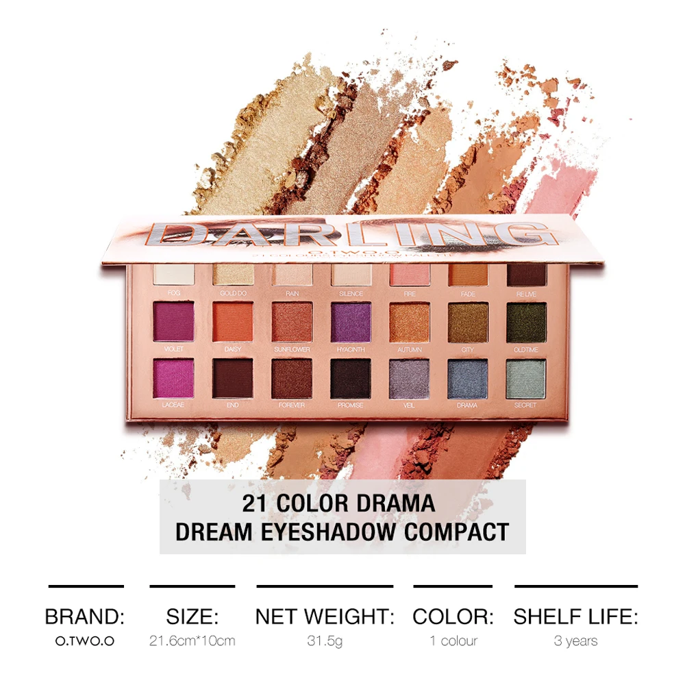 O.TWO.O Darling Eyeshadow Palletes Shadows Glitter Shimmer Makeup Eye Shadow Palette 21 Colors Ultra Fine Powder Pigmented O.TWO.O Darling Eyeshadow Palletes Shadows Glitter Shimmer Makeup Eye Shadow Palette 21 Colors Ultra Fine Powder Pigmented