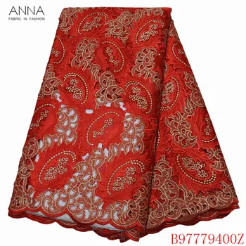 

Anna latest african organza lace fabric 2020 high quality french laces embroidery with beads and stones hollow design for sewing