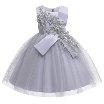 

Kids White Tulle Long Flower Girl Dresses For Weddings Ball Gown Bow Girl Party Communion Dress Pageant Vestido Formal Dresses