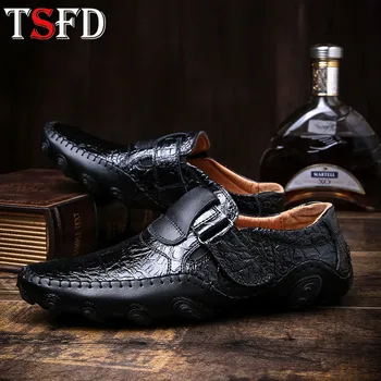 

Wild Men's Loafers Fashion Sneakers for Men Shoes Casual Low Top Shoe Man Leather Slip-on Shoes Plus Size Middle-aged Shoe Y19