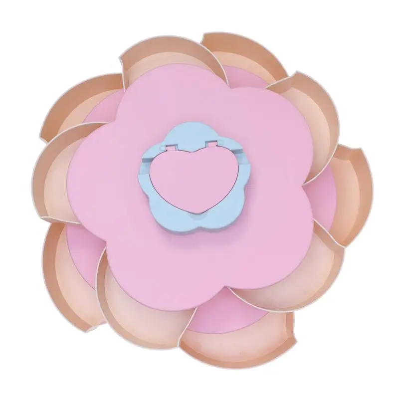 B Double Layers Fruit Tray Blue Flower Rotating Candy Box Party Snacks Serving Plate for Appetizer Nuts Dried Fruit - Цвет: B