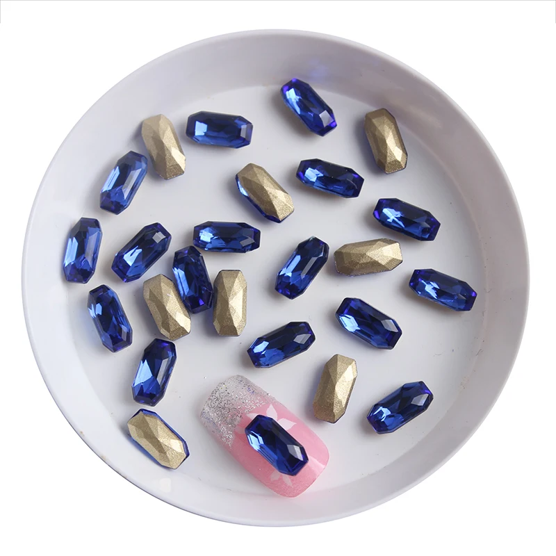 30 шт./лот стекло дизайн ногтей Стразы повторно Восьмиугольные 10 видов стилей Красочные камни для дизайна ногтей подвеска с прозрачными стразами 3D украшения для ногтей - Цвет: Sapphire