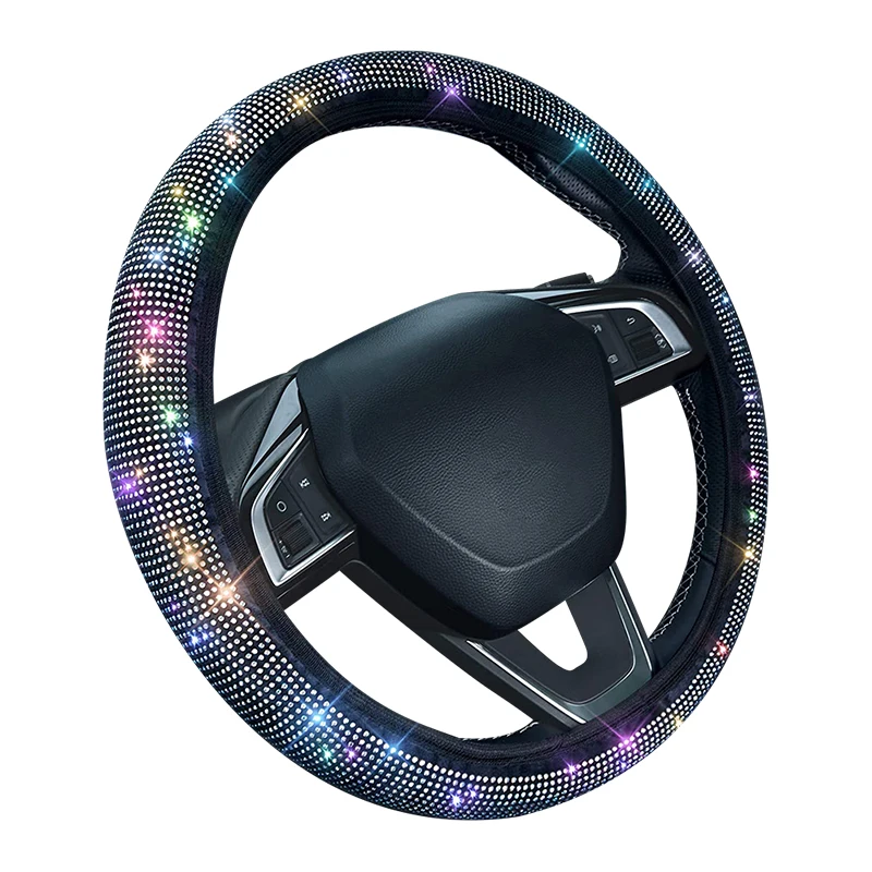 Car Rhinestones Steering Wheel Cover With Crystal Diamond Sparkling Car