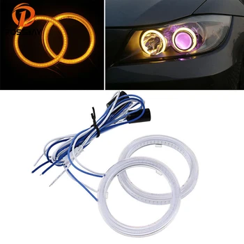

POSSBAY 1Pair White/Yellow/Blue Auto Halo Ring Car Headlights 60/80/100mm Angel Eyes Fog Light Day Running Lights