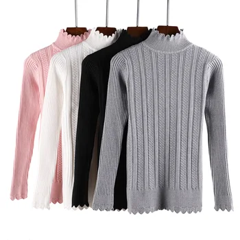 

2019 New-coming Autumn Turtleneck Pullovers Sweaters Primer Shirt Long Sleeve Short Korean Slim-fit Tight Sweater