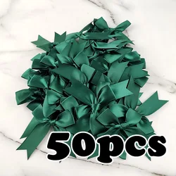 Pack of 50 Fresh Pink Satin Ribbon Bows for Floral Craft and DIY Party Decoration (Green)