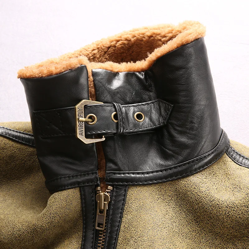 couro genuíno jaqueta de motocicleta shearling casaco de inverno masculino